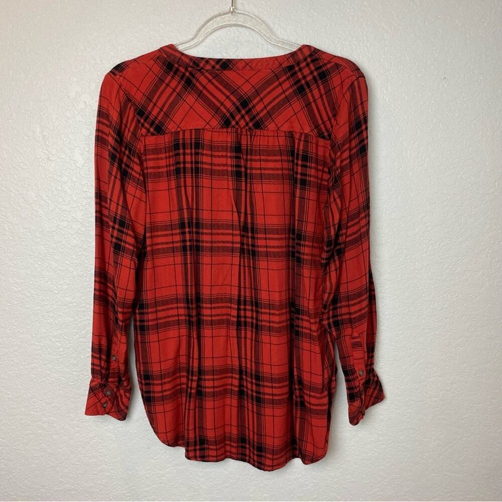 UNIVERSAL THREAD Burnt Orange & Black Plaid 1/4 Button Down Shirt Size M - Picture 7 of 7